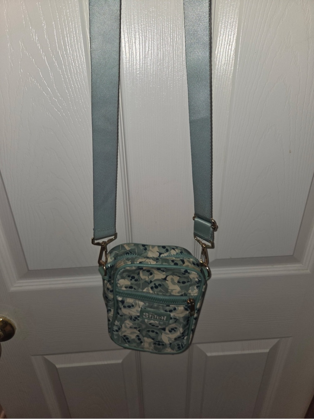 Stitch Light Aqua Floral Pattern Crossbody Bag